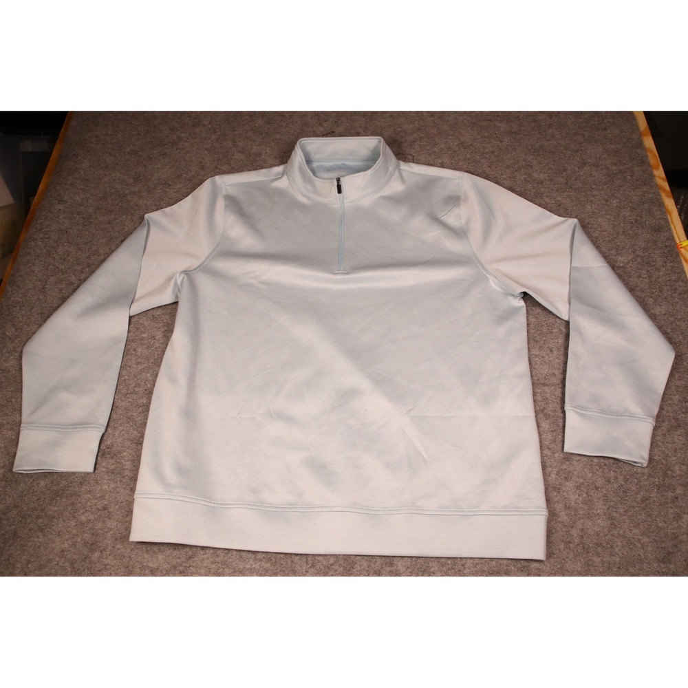 Hickey Freeman Mens XL Blue Micro Stripe Quarter Zip Pullover Golf Sweater